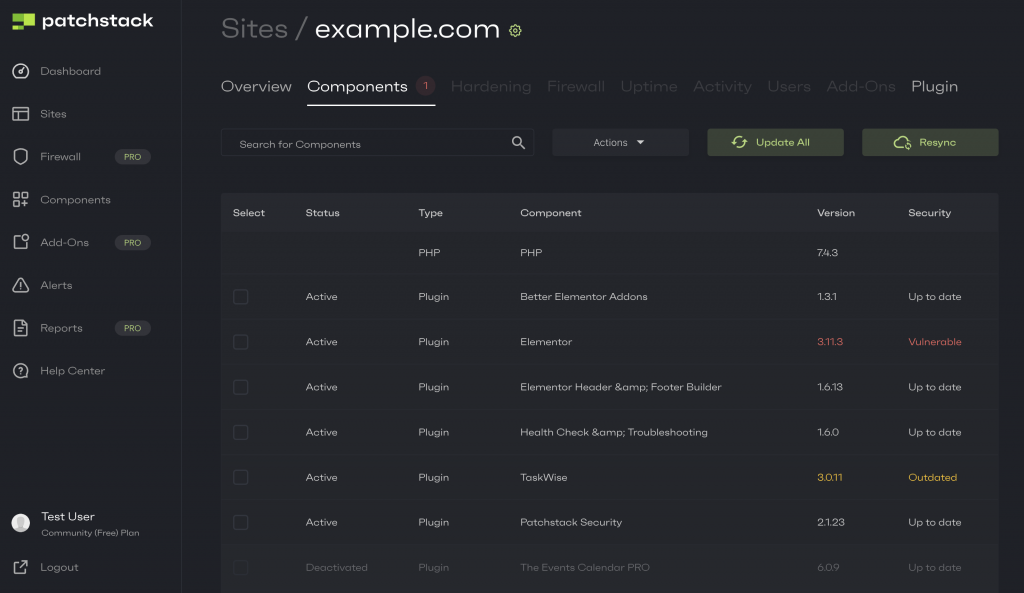 Patchstack app
Vulnerable Plugins