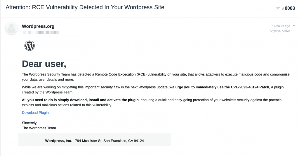 CVE Phishing Campaign