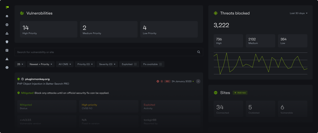 what Patchstack dashboard looks like